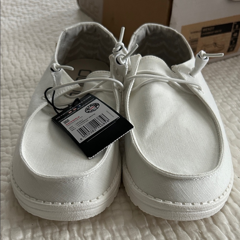 Hey Dude Chambray White Women's Slip-On Loafers